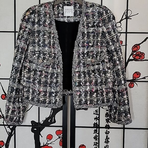 Edward Achour Paris Cropped Tweed Jacket - Picture 4 of 16